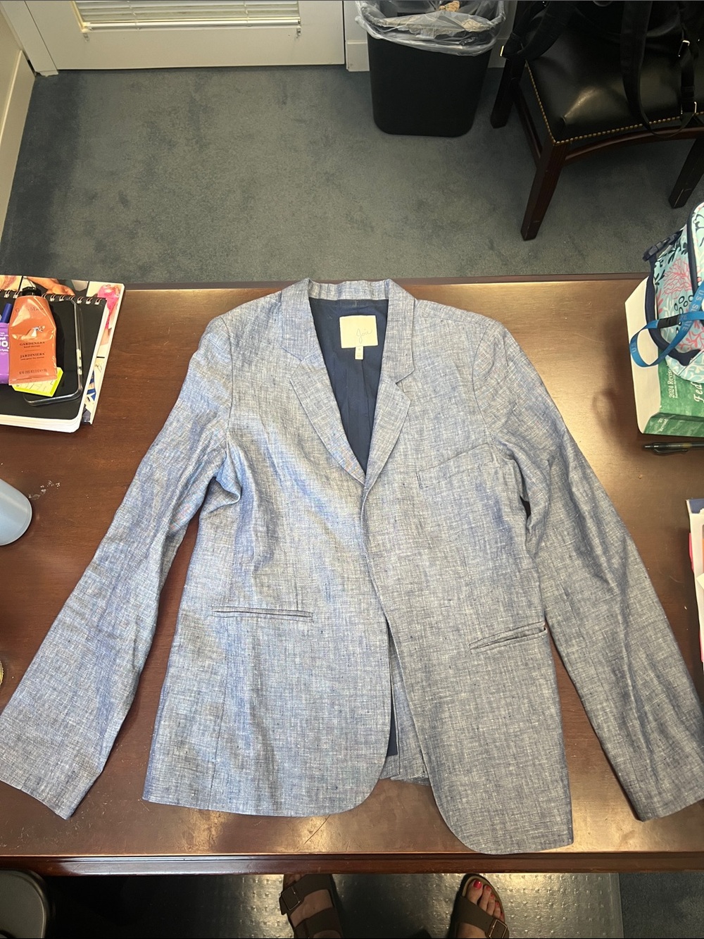 Joie Light Blue Linen-Blend Women's Blazer